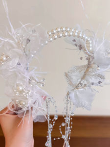 Flowery Rhinestone Tassel Headband