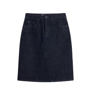 Classic Loose Mid-Waist Silhouette Split Design Denim Half Skirt A-Line Midi Skirt Cotton Material Commute Style Pure Color