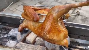 Rotisserie Grill Kit Universal Grill with 71.12 cm Spray Rod Complete Bracket and Universal Grill Fixing Screws-US Plug