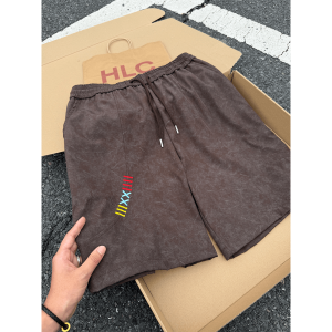 LIUBU | American Vintage Oblique Embroidery Dark Pattern Short Pants