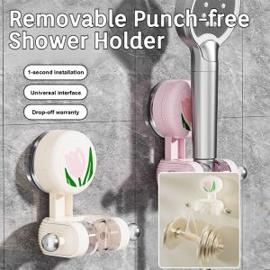 Punch-Free Shower Holder Removable Reusable Wall Mount Strong Suction Cup Adjustable Universal Shower Hanger