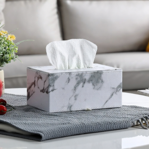 Luxurious Decorative Tissue Box Holder Simple Design Living Room Creative Cute Napkin Storage Box Rectangular Leather Surface