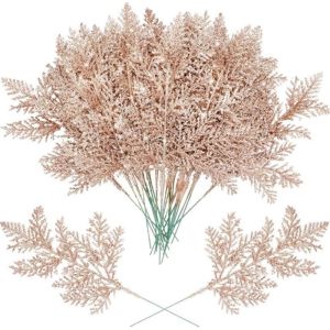 1/3/5Pcs Pink Christmas Decortions Glitter Leaves Hanging Christmas Tree Picks Ornament Pine Branches for 2026 Home Gifts Decor