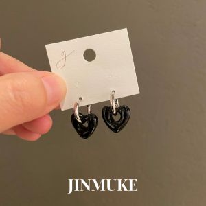 Fashionable JINMUKE Heart Shaped Earrings Womens Versatile Stylish Ear Jewelry Korean Style Fresh out Accessories