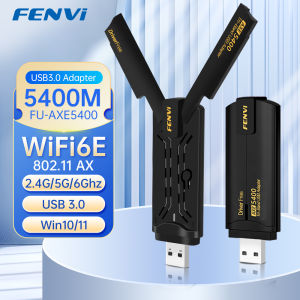 Fenvi | FENVI AXE5400 WiFi 6E USB Adapter Dongle Tri Band 2.4G/5G/6GHz 802.11AX USB3.0 WiFi6 Network Card MU-MIMO Driver Free For Win 11