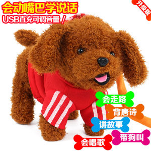 Đồ Chơi Điện Tử Chó Nhồi Bông Trẻ Em Đi Bộ Có Thể Kéo Dây Hát Và Kêu Tiếng Điện Tử Mô Phỏng Teddy Cho Bé Trai Và Bé Gái