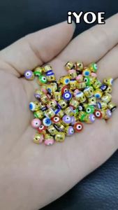 iYOE 10pcs 5mm Multicolor Round Spacer Beads Enamel Evil Eye Beads For Jewelry Making Accessories DIY Needlework Craft Supplies