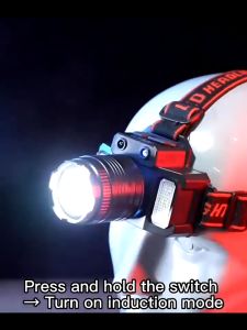 LED Headlamp USB Rechargeable Headlight Waterproof Head Torch Super Bright Night Light with Angle Adjustable for OutdoorHiking Camping Cycling