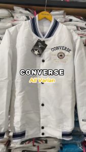 RUBBY ID Jaket Varsity Windbreaker Pria Wanita Dewasa Full Bordir Converse All Star White
