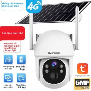 Camera Giám Sát An Ninh Tuya Smart Life 4G Năng Lượng Mặt Trời PTZ 5MP Với Âm Thanh Hai Chiều Phát Hiện Chuyển Động PIR Thẻ Ảo Không Giới Hạn Một Năm