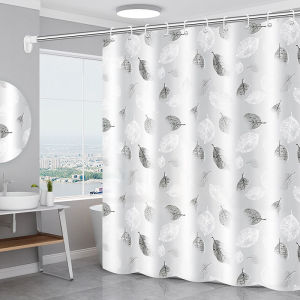 Thickened PEVA Bathroom Shower Curtain Mold Proof Bath Room Partition Leaf Shower Bathing Curtain Rod Set No Drilling Needed