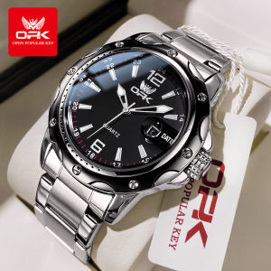 OPK watch for mens brand new and genuine relo for men waterproof calendar simple and trendy dial design quartz stainless steel fashionable and business luminous Men Sports Watches