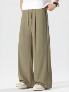 Wood soon | American Simple Drape Ice Touch Breathable Loose Wide Leg Straight Pants