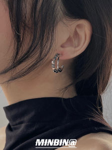 Double Layer Silver Dust Earrings Womens Minimalist Luxury Fashion Cold Tone Vintage Alloy Ear Cuff  out Ear Jewelry