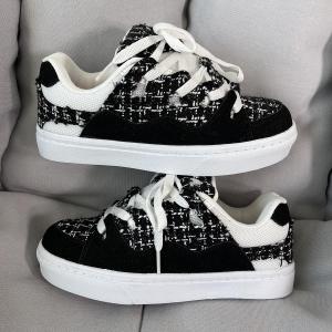 Trendy Mens Shoes Sporty Thick Bottom Patchwork Bread Shoe Couple Match Casual All-Match Leather Stitching Youth Fashion