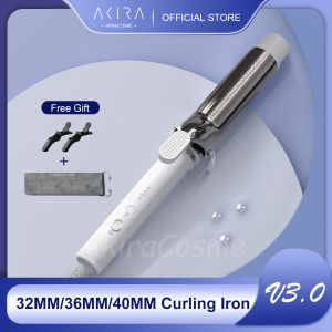 Akiracosme Hair Curler Portable 32mm 36mm 40mm Hair Curler Big Wave Ceramic Negative Ions Flat Curling Irons Wands Daily Hair Styling Tools for Lady Girl Gift Present