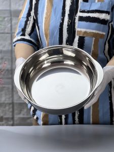 Thickened Food Grade 304 Stainless Steel Bowl Kitchen Baking Vegetable Washing Dough Kneading Hot Pot Large Plate Chicken Soup Bowl