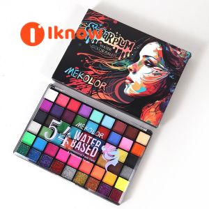 I know 54-Color Shimmer & Fluorescent Water-Based Face & Body Art Paint Palette for Halloween Christmas Theater - Human Body Painting Pigments