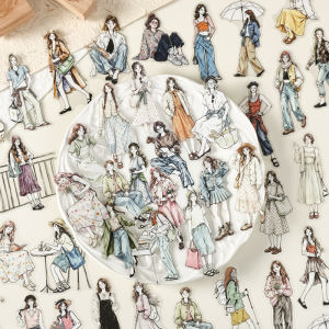 Watercolor Hand-drawn Character Cutout Stickers 100 Pieces