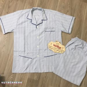 Bộ quần áo pijama nam trung niên- Bộ ngủ ông già cộc tay
