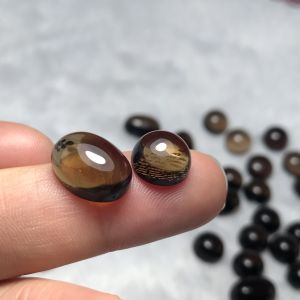 Natural Tea Crystal Oval Ring Face Loose Stone Can Be Set Woven Rope Wrapped Wire Ring Pendant Earring Bracelet