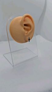 clip black earrings silver (pair/black) 13mm 92.5 italy silver jewelry (TUNAY NA SILVER)