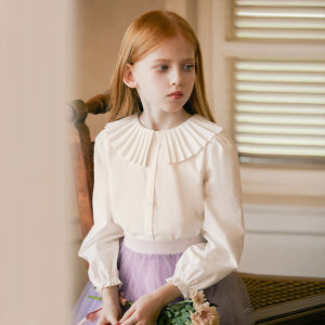 Little Naive | Stylish Childrens Spring Autumn Shirt Turn-down Collar White