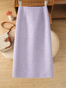 YIMING | Purple A-line Sequin Slimming Pencil Skirt
