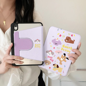 เคสiPad หมุน 360° puppy party Gen6 Air4 แผ่นหลังอะครีลิ Gen11 Air7  mini7 for iPad Air6 Air5