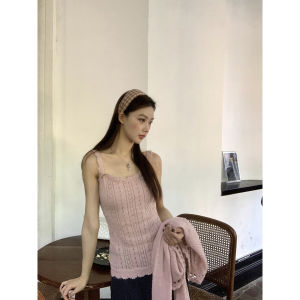 Youthful Autumn Korean Style Pink Lace Knitted Cardigan