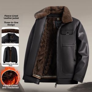 TUCANO | Faux Fur Collar Warm Durable Leather Jacket for Fathers