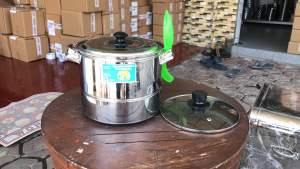 Dandang Kukus nasi kuping stainless 1kg Tutup Kaca Murah Tebal