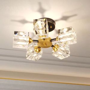 Wholesale And Retail Copper Ceiling Lamp Luxury Crystal Chandelier Corridor Pendant Lighting Bedroom Living Study Room Restaurant Light