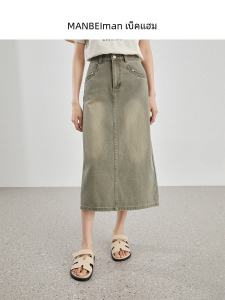 กระโปรงยีนส์ทรงตรงสีพื้น กระโปรงทรงเอเอวกลาง กระโปรงทรงเอยาวปานกลาง กระโปรงทรงเอเอวสูง กระโปรงทรงเอเอวต่ำ กระโปรงทรงเอเอวกลาง