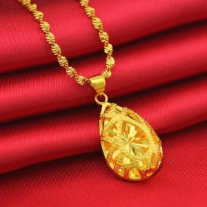 Womens Gold Plated Sand Gold Pendant Necklace Fashionable Long Lasting Color Lockbone Chain Attract Wealth Versatile Jewelry