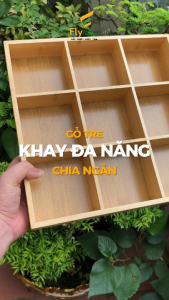 Khay gỗ tre đựng đồ ăn gia vị nhà bếp khay để bàn đựng đồ văn phòng khay đa năng