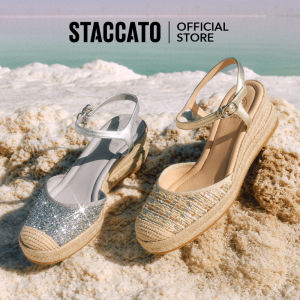 Staccato Espadrilles Platform Shoes รองเท้าเอสปาดริญ นิ้วเท้าทรงกลม รองเท้าส้นตึก EUQ07
