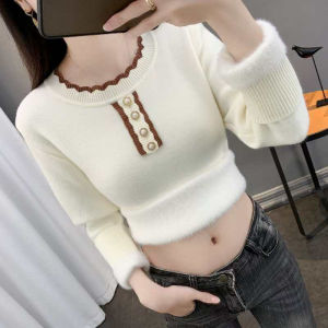 เสื้อสเวตเตอร์ถักแบบหนาทรงเข้ารูปคอโปโลสำหรับผู้หญิงในฤดูใบไม้ร่วงและฤดูหนาว เสื้อผ้าทำงานสำหรับผู้หญิง ความยาวปกติ แขนยาว ปกติ