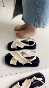 (Form bé ) Sandal nữ dây chéo Tua Rua - đặt tăng lên 1 size