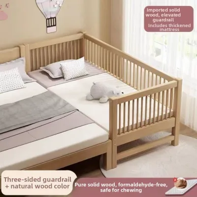ZHENTAIYUAN | Height Adjustable Baby Bed with Guardrails Single Bed