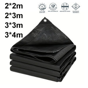 Black Waterproof Tarp Heavy-Duty Tarpaulin uv-proof Multipurpose Outdoor Protection Cover Camping Farming Patio garden Boat RV
