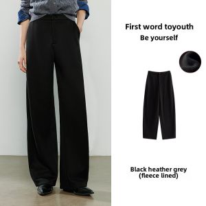Toyouth | Thick Warm Vintage Straight Trousers Flannel Fleece Lined