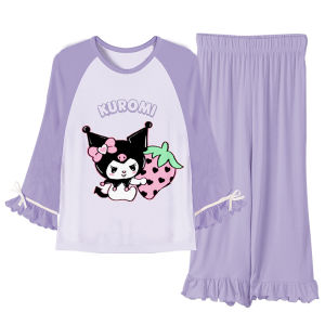 Girls Modal Sleepwear Long Sleeve Thin Home Clothes Set Princess Style Spring Autumn Childrens Home Clothes Anti-static Antibacterial