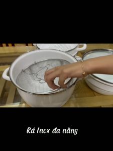 Bộ nồi đa năng 4 tầng Bonaza trắng 18101 (6 MÓN TRONG  1 )Nồi thép tráng men xanh ngọc Nồi nấu canh tráng men nồi tay cầm  Nồi hầm love Kitchen  -Sử dụng trên cả bếp từ - Nhập khẩu Indonesia