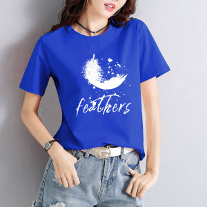 Áo Thun Cotton Tay Ngắn Màu Trắng Mùa Hè Cho Nữ Dáng Rộng in Họa Tiết Thời Trang Chống Lão Hóa Chất Liệu Cotton Pha Polyester Thường Ngày