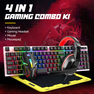 【CYT】 TF240/TF210 4in1 Gaming Combo Keyboard & Mouse & Headset &MousePad Gaming Colorful Button Mouse