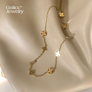 Golicc Titanium Steel Necklace Womens Style Luxury Minimalist High-End Four-leaf Clover Sweater Chain New 2025 Elegant Accessory