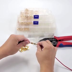 135/360pcs Male Female Spade Connector Wire Crimp Terminal Block with Insulating Sleeve Assortment Kit