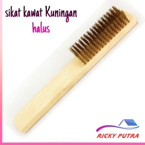 Sikat kawat Kuningan halus 6 baris gagang kayu kuat dan bagus