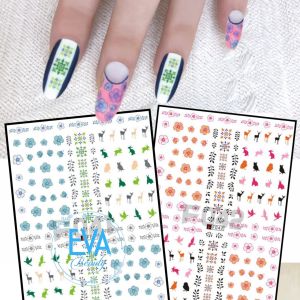 Miếng Dán Móng Tay 3D Nail Sticker Tráng Trí Hoạ Tiết Bông Hoa Và Woodland Animals F041 / F042